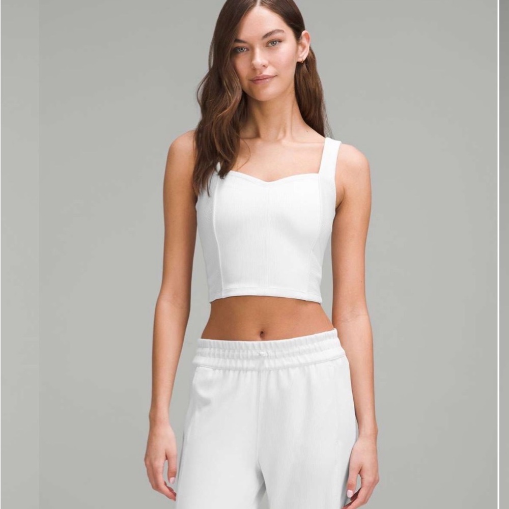 lululemon athletica White Ribbed Cropped Tank